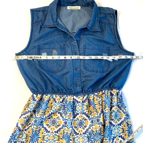 Speed Control sleeveless denim top w/ flowy peasant boho pattern bottom dress - Picture 8 of 12